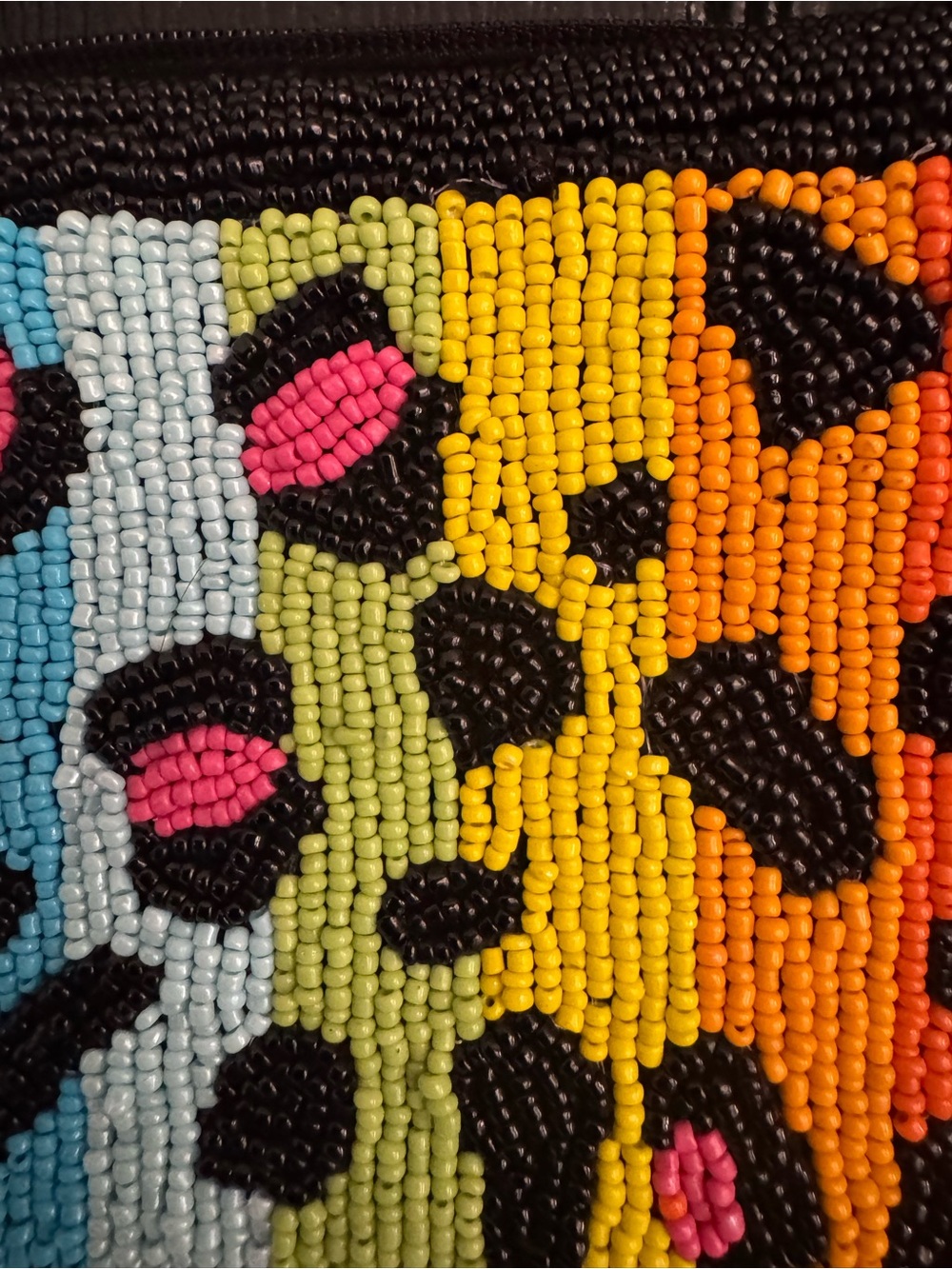 Cache Rainbow Leopard Beaded Shoulder Bag - Pink Blue Green Yellow Orange Black - Picture 3 of 4